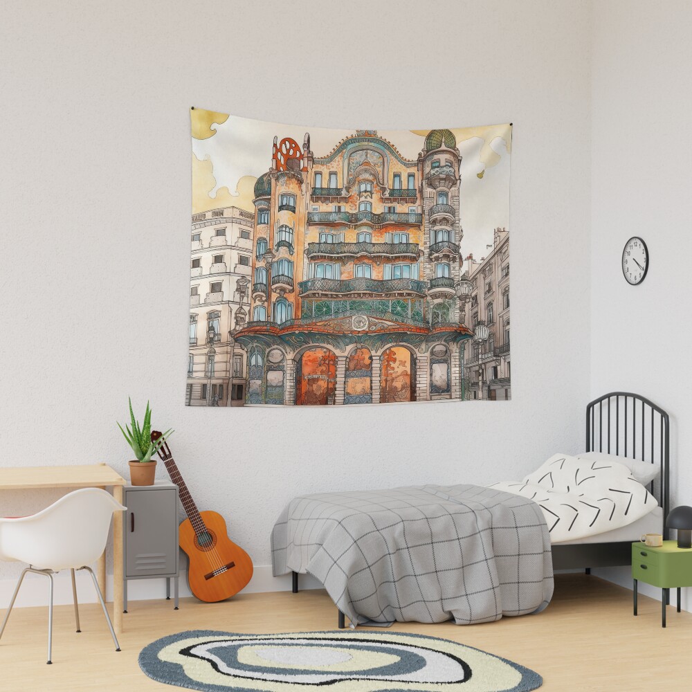絵画-PUEBLO NUEVO(BARCELONA) Barcelona city drawing
