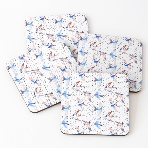 Item preview, Swallows & Dots - Blue & Rust designed and sold by Motifany.