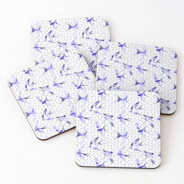 Item preview, Swallows & Dots - Blue Violet designed and sold by Motifany.