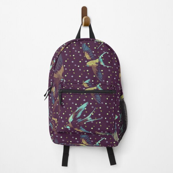 Item preview, Swallows & Dots - Dark Purple & Turquoise designed and sold by Motifany.