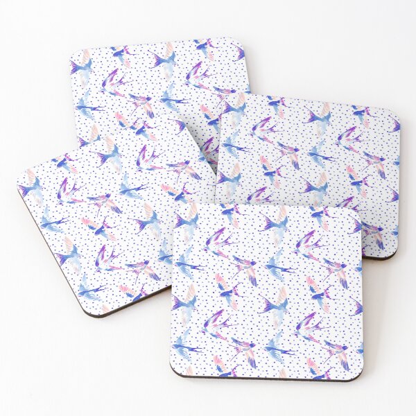 Item preview, Swallows & Dots - Light Blue & Pink designed and sold by Motifany.