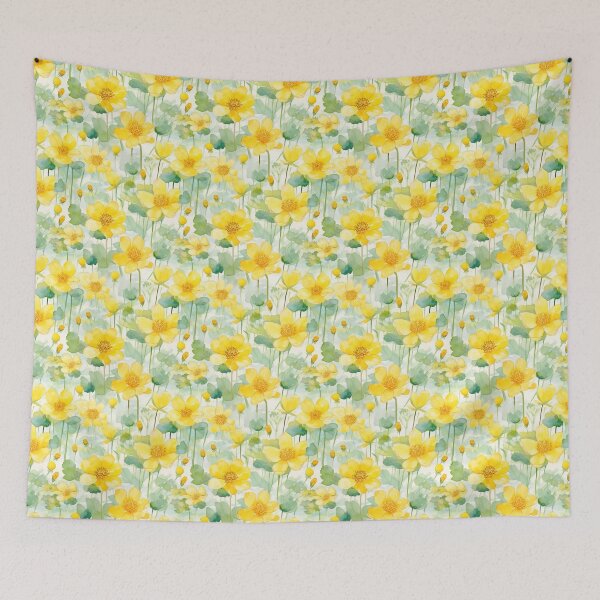 Item preview, Marsh Marigold Seamless Pattern Design designed and sold by CaledoniArt.