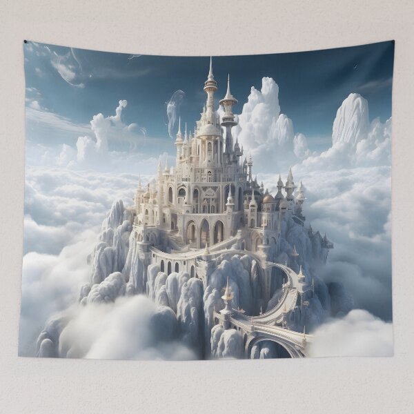 Item preview, Sky Castle in the Clouds Fantasy Art designed and sold by ConfettiSkyArt.