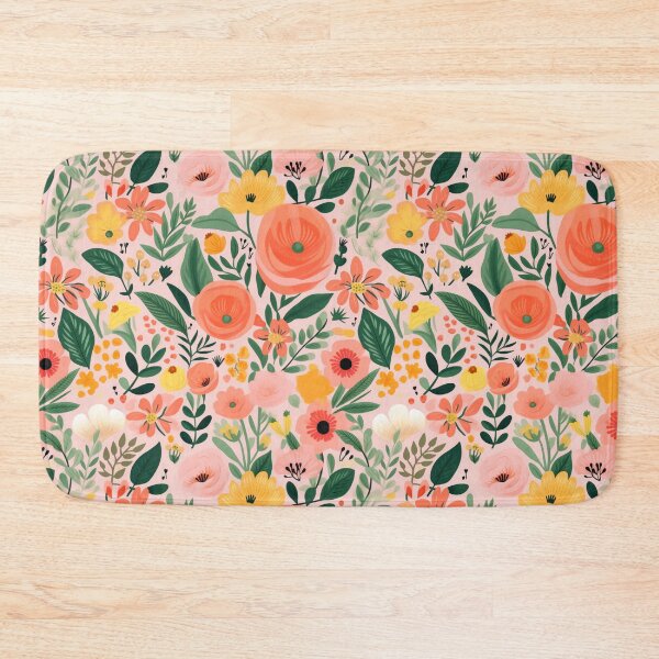 Item preview, Floral Happy Meadow with Pink Orange Yellow Flowers designed and sold by bigmoments.