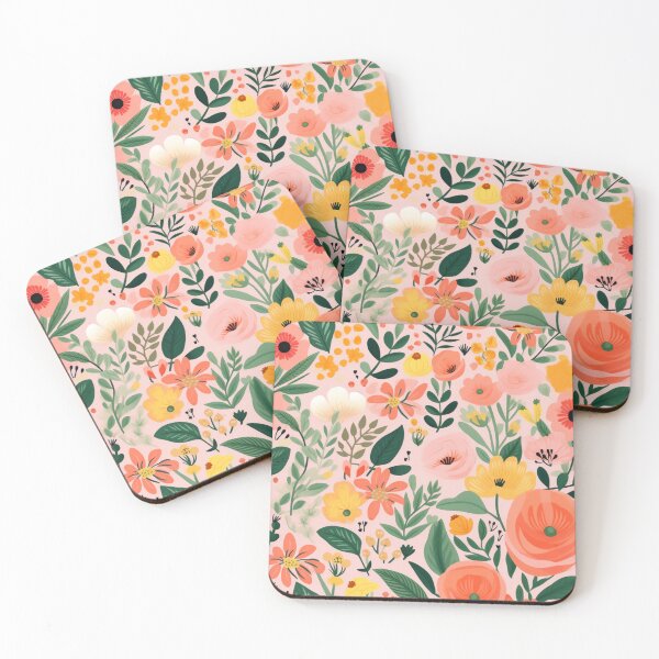 Item preview, Floral Happy Meadow with Pink Orange Yellow Flowers designed and sold by bigmoments.