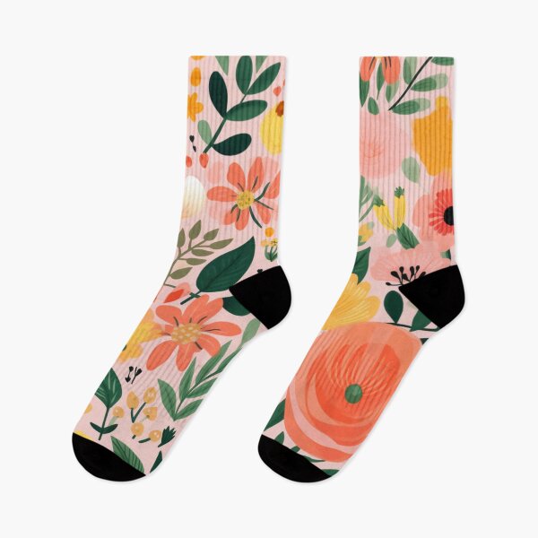 Item preview, Floral Happy Meadow with Pink Orange Yellow Flowers designed and sold by bigmoments.