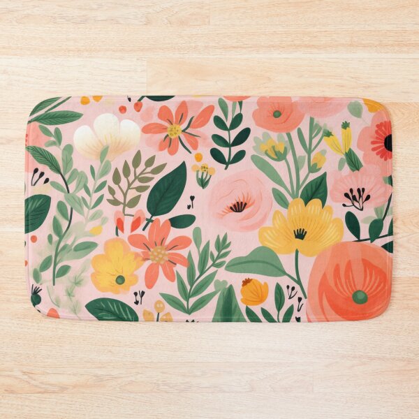Item preview, Floral Happy Meadow with Pink Orange Yellow Flowers designed and sold by bigmoments.