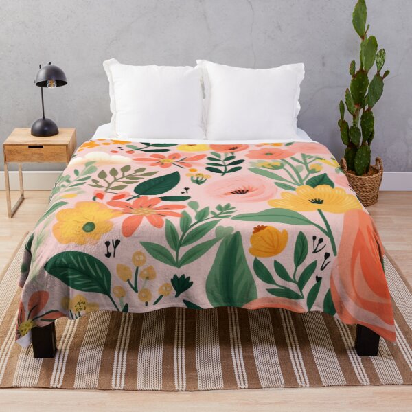 Item preview, Floral Happy Meadow with Pink Orange Yellow Flowers designed and sold by bigmoments.