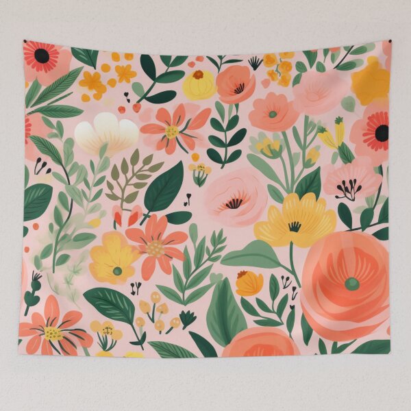 Item preview, Floral Happy Meadow with Pink Orange Yellow Flowers designed and sold by bigmoments.