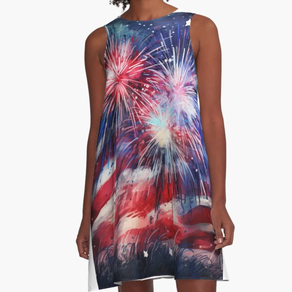 Item preview, FireWorks and the Flag designed and sold by PopVideoVault Merch.