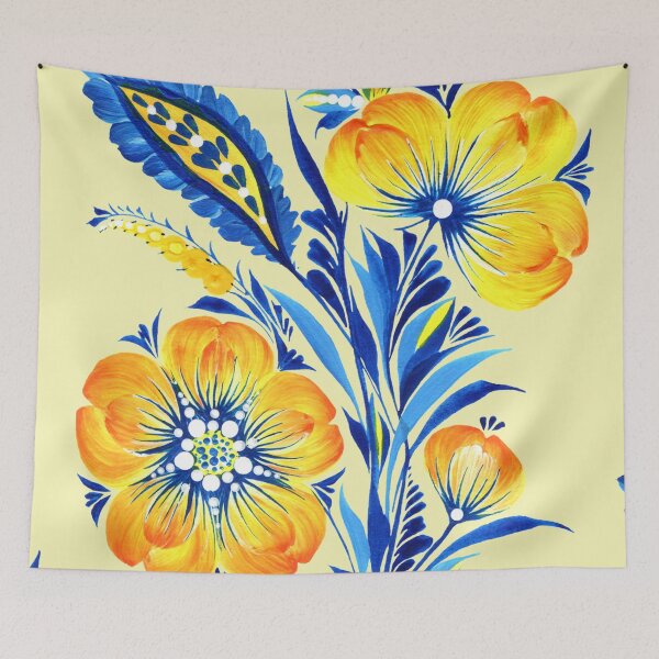 Item preview, Yellow flowers Ukrainian art Petrykivka Ukrainian yellow-blue flowers designed and sold by Sunflower-7.