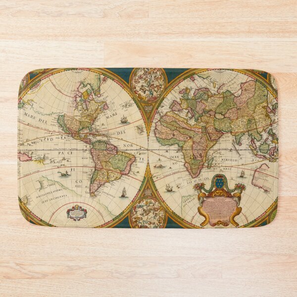 Item preview, Vintage Map of the World (1680) designed and sold by BravuraMedia.