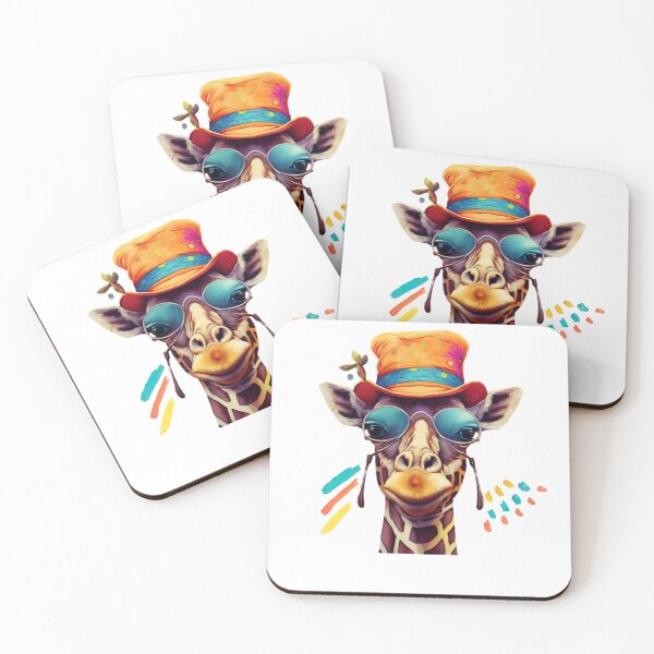 Item preview, A funny, colorful giraffe wearing a hat and glasses designed and sold by Dreamtodream.