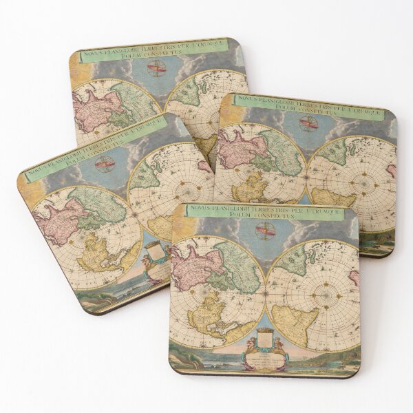 Item preview, Vintage Map of the World (1695) designed and sold by BravuraMedia.