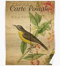 Vintage Postcard Yellow Bird Poster