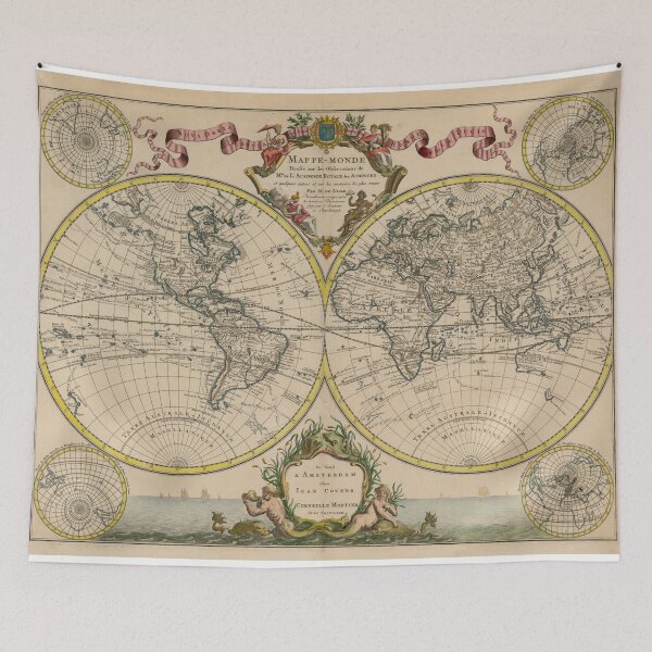 Item preview, Vintage Map of the World (1745) designed and sold by BravuraMedia.