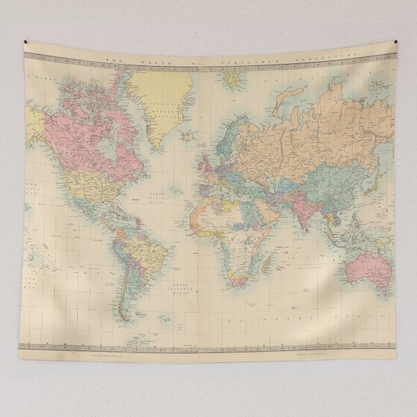 Item preview, Vintage Map of the World (1872) designed and sold by BravuraMedia.