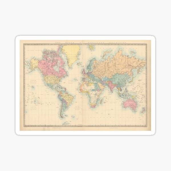 Item preview, Vintage Map of the World (1872) designed and sold by BravuraMedia.