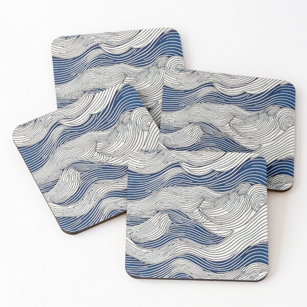 Item preview, Ocean waves drawing wavy lines blue and white designed and sold by Time4Space.