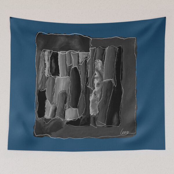 Item preview, Abstract black & white (blue background) designed and sold by MentaLee.