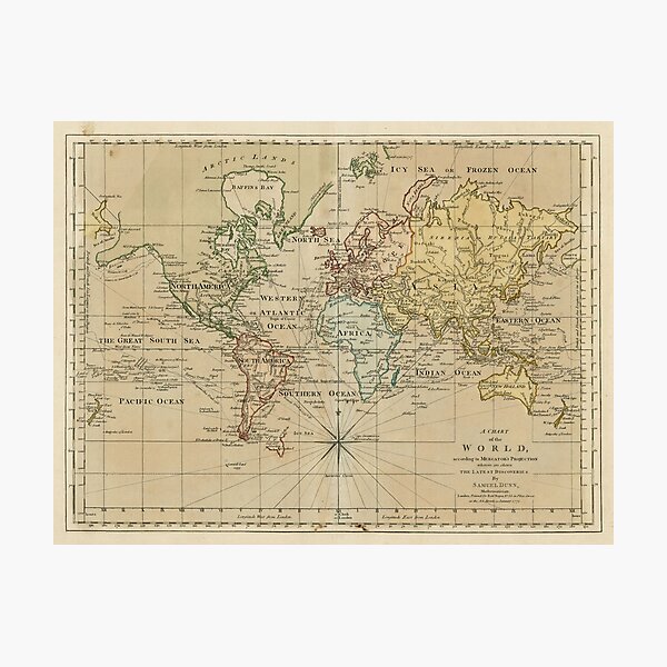 Item preview, Vintage Map of the World (1774) designed and sold by BravuraMedia.