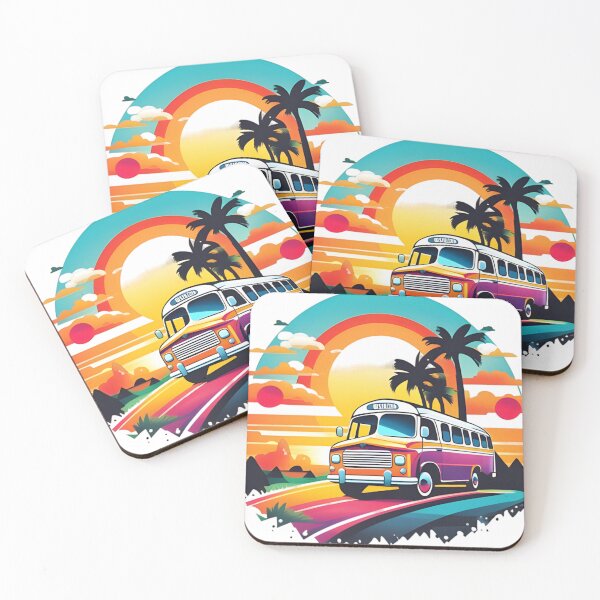 Item preview, Retro Bus In Sunrise designed and sold by ArtsyWishesShop.