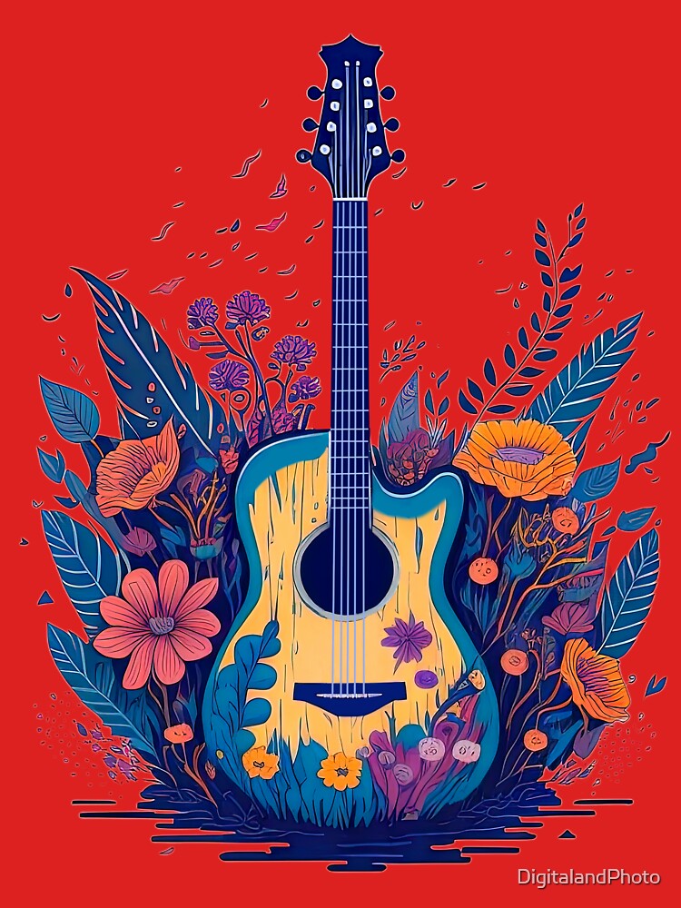 Guitar and Flowers illustration 3 | Essential T-Shirt