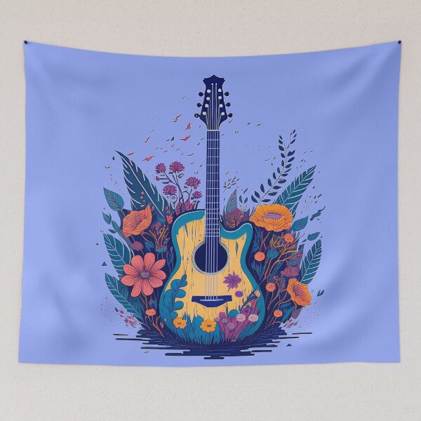 Item preview, Guitar and Flowers illustration 3 designed and sold by DigitalandPhoto.