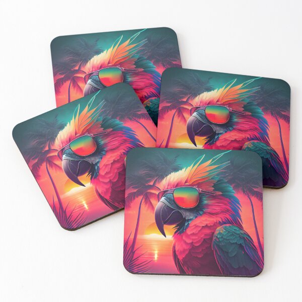Item preview,  Macaw portrait. Brightly colored macaw with glasses for summer vibes. parrot summer tropicalpunk designed and sold by jhlopez.