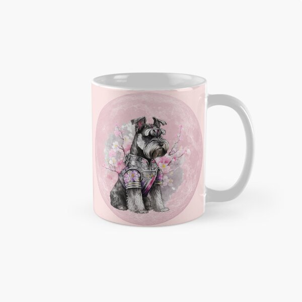 Item preview, Regalo de amante de Schnauzer, regalo de amante de perros, perro Schnauzer con luna, regalo bonito en rosa, samurai, Samurai con luna designed and sold by Janetlousart.