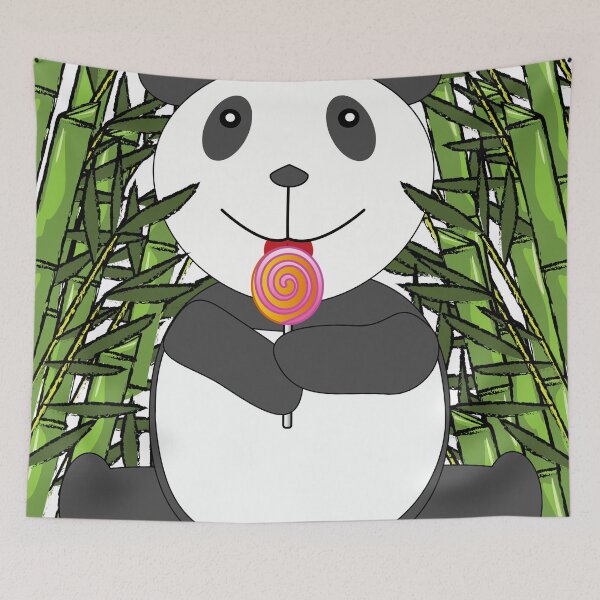Item preview, Cute Panda Eating a Lollipop in a Field of Bamboo designed and sold by mamahellfire31.
