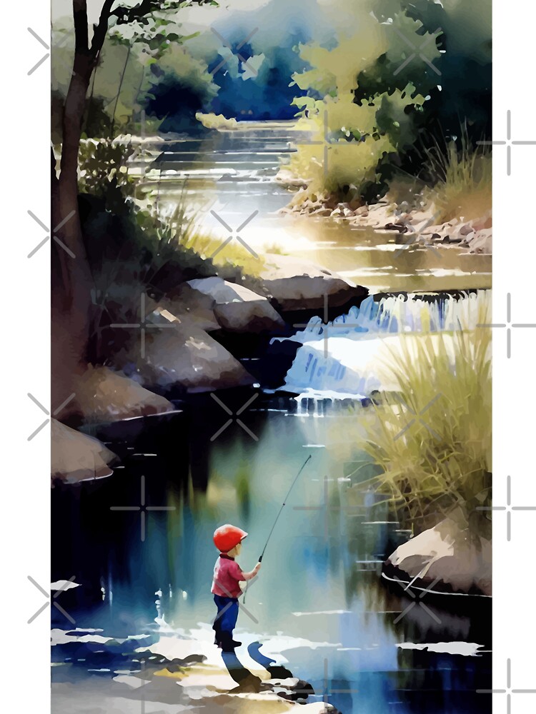 Boy Fishing watercolor Baby One-Piece for Sale by muskitt