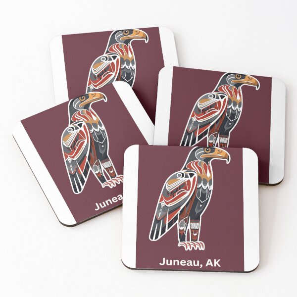 Item preview, Juneau Alaska Native American Indian American Red Background Eagle Hawk Haida designed and sold by Better Me.