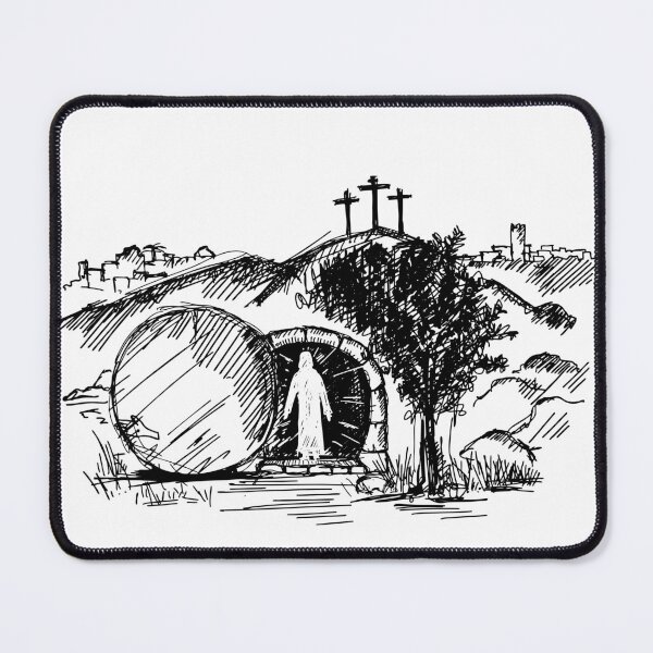 Item preview, Empty Tomb Scene With Jesus At Entrance: Inspirational Christian Graphic designed and sold by Motive Union.