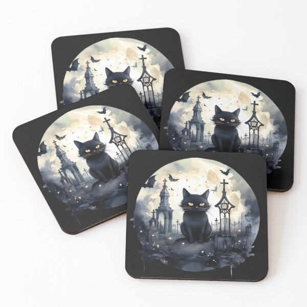 Item preview, Black cat in graveyard designed and sold by Lynnchabot.