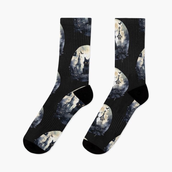 Item preview, Black cat in graveyard designed and sold by Lynnchabot.