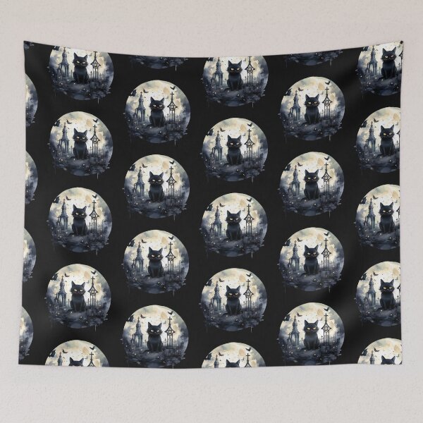 Item preview, Black cat in graveyard designed and sold by Lynnchabot.