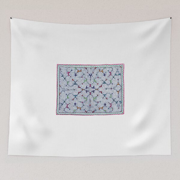 Item preview, Traditional Shipibo Kené Pattern Ceremonial Altar print  designed and sold by petesonearth.