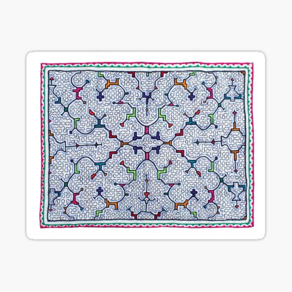 Vista previa del artículo con la obra «Estampado de Altar Ceremonial Tradicional Shipibo Kené», diseñado y vendido por petesonearth.