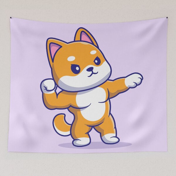 Item preview, Cute Shiba Inu Dog: Muscular Cartoon Vector Icon designed and sold by hjian8219.