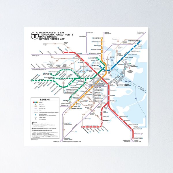 MBTA Map Shower Curtain 2022 Map