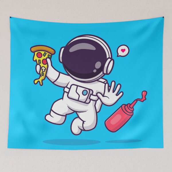 Item preview, Cute Astronaut with Pizza and Chili Sauce: Cartoon Vector Icon designed and sold by hjian8219.