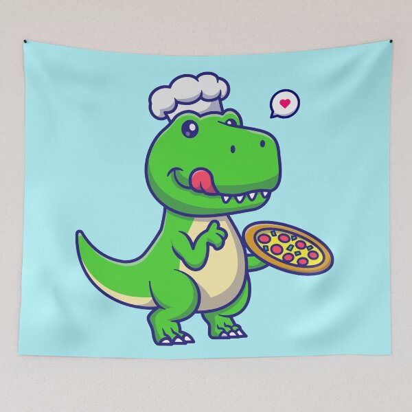 Item preview, Cute Dino Chef Cooking Pizza: Cartoon designed and sold by hjian8219.