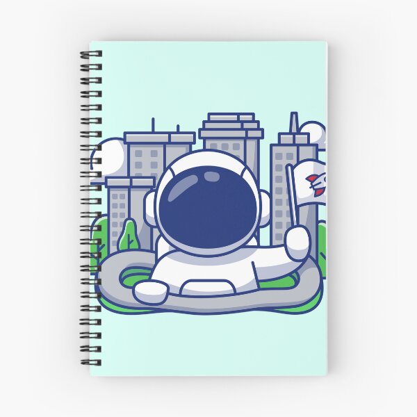Item preview, Cute Astronaut Holding Flag with City Town Building: Cartoon Vector Icon designed and sold by hjian8219.