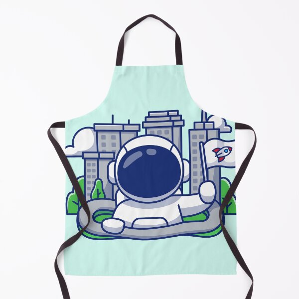 Item preview, Cute Astronaut Holding Flag with City Town Building: Cartoon Vector Icon designed and sold by hjian8219.