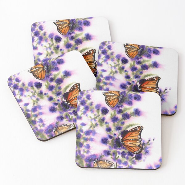 Item preview, Watercolor Monarch Butterflies and Purple Flowers designed and sold by CalmDay-Art.