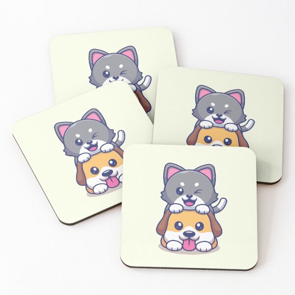 Item preview, Cute Cat Playing with Dog: Cartoon Vector Icon designed and sold by hjian8219.