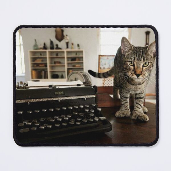 Item preview, Vintage Ernest Hemingway Tabby Cat on Writing Desk designed and sold by artBeatandSoul.