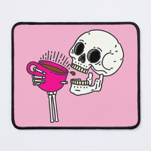 Item preview, halloween coffee drinking skull skeleton pink designed and sold by Gossip Rag.