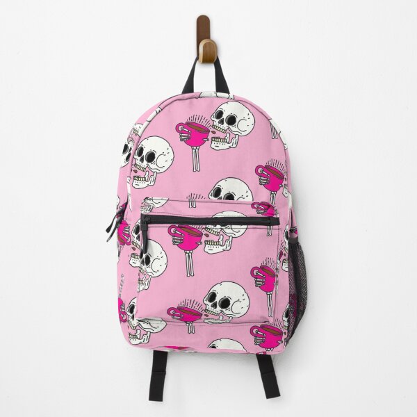Item preview, halloween coffee drinking skull skeleton pink designed and sold by Gossip Rag.